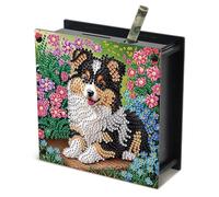 JISHSHAY Diamond Painting Tirelire Chien Diamant Painting Tirelire Chien Broderie Diamant Boite Economie Diamond Art Economie Argent Point de Croix Piggy Bank Money Saving Box 14.9×14.9×5.4cm