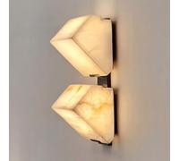 JISHUBO Applique murale de style médiéval moderne, source de lumière LED, lampe murale en marbre naturel, applique murale câblée en albâtre naturel, luminaires muraux pour restaurant, salon, chambre à
