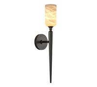 JISHUBO Applique murale G9 en albâtre naturel, style industriel moderne, câblée, pour salon, balcon ou couloir.