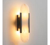 JISHUBO Applique murale ovale en albâtre de 34,8 cm (13,7 pouces), source lumineuse G4, applique murale effet marbre, style industriel moderne, luminaire mural pour salon, balcon ou chambre.