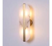 JISHUBO Applique murale ovale en albâtre de 40 cm (15,7 pouces), style médiéval moderne, en cuivre, avec ampoule G9 et diffuseur en marbre naturel. Luminaire mural idéal pour restaurant, chambre, coul