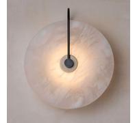 JISHUBO Applique murale ronde en albâtre de 25 cm, style minimaliste nordique, source de lumière LED, lampe murale en marbre naturel, luminaires muraux pour balcon, restaurant et salon