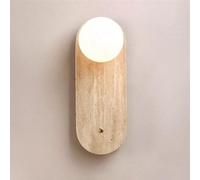 JISHUBO Applique murale style Wabi Sabi en travertin jaune, ampoule G9, abat-jour sphérique en verre, câblée pour intérieur, idéale pour restaurant, salon ou chambre.