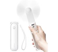 JISULIFE Life8 Plus Ventilateur portatif avec fonction batterie externe 4500 mAh et lampe de poche - Blanc