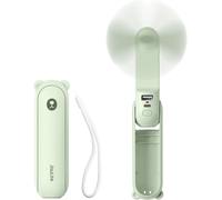 JISULIFE Mini ventilateur à main, 3-en-1 (ventilateur personnel / batterie externe rechargeable 2000 mAh / lampe de poche) design de poche pour l'extérieur, vert