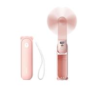 JISULIFE Mini ventilateur à main, 3-en-1 (ventilateur personnel / batterie externe rechargeable 2000 mAh / lampe de poche) design de poche pour l'extérieur, rose