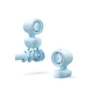 JISULIFE Mini ventilateur de poussette portable à clipser à piles avec veilleuse, 5 vitesses, écran LED, support flexible amovible, sans danger pour berceau, tapis de course, voyage - Bleu