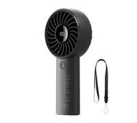 JISULIFE Mini ventilateur portable 5000 mAh avec vent puissant, mini ventilateur rechargeable par USB avec affichage numérique, 5 vitesses de vent, idéal pour les voyages, l'école, les cils - Noir