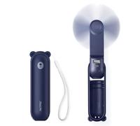 JISULIFE Mini ventilateur portatif, ventilateur à main 3 en 1, ventilateur de poche rechargeable, ventilateur à piles [14-21 heures de travail] avec batterie externe, fonction lampe de poche-bleu