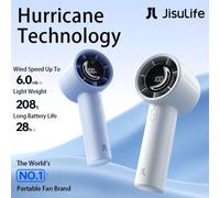 JISULIFE Nouveauté Ventilateur portable miniature Life10s, batterie 5000mAh longue durée, 5 vitesses de vent, indispensable pour l'été Blue 5000mAh