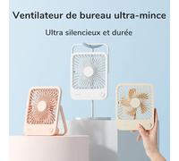JISULIFE - petit ventilateur de bureau portable, ultra silencieux, rechargeable par USB, avec 4 vitesses, vent puissant, pour bureaux 2000mah Pure White