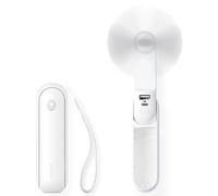 JISULIFE Portable 3 en 1 Ventilateur, Batterie Externe, Lampe Torche, Blanc | Mini Climatiseur de Poche Indispensable, Petit Format, Autonomie de 19 Heures, Arrêt Automatique de Sécurité, Lame Souple