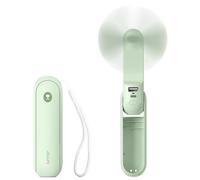 JISULIFE Portable 3 en 1 Ventilateur, Batterie Externe, Lampe Torche, Vert | Mini Climatiseur de Poche Indispensable, Petit Format, Autonomie de 19 Heures, Arrêt Automatique de Sécurité, Lame Souple