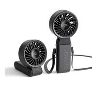 JISULIFE Portable Ventilateur 7 : 3-en-1 Main/Bureau/Cou - Noir | 19.5H Refroid. Max., 5 Vit., écran LED, 5000mAh Rechargeable, Ventilateur Pliable Pour Voyages, Concerts, Sports, Cadeaux
