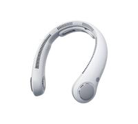 JISULIFE Ventilateur de cou portable amélioré, tour de cou personnel mains libres, réglage à 5 vitesses, 5000 mAh, portable, silencieux, rechargeable, cadeaux pour femmes et hommes- Gris brumeux