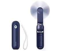 JISULIFE Ventilateur de Poche, Mini Ventilateur à Main Portable, à Piles Rechargeables par USB [14-21 heures], Ventilateur Personnel Pliable et Silencieux Avec Batterie Externe, Lampe de Poche-Bleu