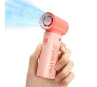 JISULIFE Ventilateur Portable, Turbo Power High Speed Air [12h max temps de refroidissement], vent à 5 Vitesses, Rechargeable de 3600 mAh, Design de Poche, Ventilateur Personnel pour Voyagee Rose