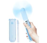 JISULIFE Ventilateur portatif avec batterie de secours 4500 mAh, autonomie maximale de 37 heures, ventilateur de poche portable à piles ou ventilateur personnel pliable alimenté par USB-Bleu