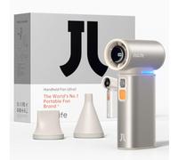 JISULIFE Ventilateur turbo portatif avec fonction dépoussiéreur d'air, ventilateur à jet portable avec 1 à 100 vitesses pour le nettoyage du clavier/camping en plein air - Beige métallique