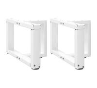 Jisuvortex Lot de 2 pieds de table basse en forme de T en acier revêtu par pulvérisation Blanc 50 x 25 x (30-31) cm avec pieds de nivellement réglables pour table basse, table d'appoint, plan de