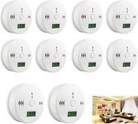 Jiubiaz 10x CO Medler Détecteur de fumée Alarme incendie Pause et bouton test Indicateur de batterie Blanc