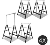 Jiubiaz 4X tréteau d'échafaudage acier 200kg tréteau télescopique pliable 7 fois réglable en hauteur