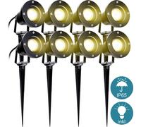 Jiubiaz 8X Projecteur de jardin 4W LED Lampe de jardin avec piquet de terre Lumière gazon Blanc chaud Étanche IP65 pour extérieur Jardin Étang Paysage