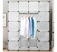 Jiubiaz Armoire à vêtements Armoires pour enfants Étagère de salle de bain Étagère à chaussures Bricolage stable Rangement Armoire 20 cubes blanc