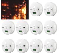 Jiubiaz Détecteur de CO Alarme 10x Détecteur de monoxyde de carbone Détecteur de fumée Détecteur de gaz Affichage LCD Détecteur de monoxyde de carbone Protection incendie Capteur de CO