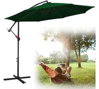 Jiubiaz Parasol 3 m Parasol de jardin Parasol à pied déporté Parasol de marché Parasol à manivelle Aluminium, vert, 3 m