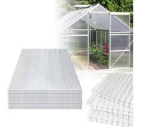 Jiubiaz Plaques alvéolaires 14 pces Plaques alvéolaires doubles Plaques de serre Plaques alvéolaires Antichoc UV Résistant 121x60,5 cm Polycarbonate Transparent