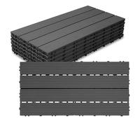 Jiubiaz WPC - Lot de 60 dalles de terrasse à clipser - Aspect bois - 30 x 60 cm - 10 m² = 60 carreaux de balcon - Revêtement de sol pour balcon et terrasse - Résistant aux intempéries - Avec fonction