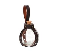 Jiumaocleu Bouteille de potion en liège de sorcière, bouteille ronde en verre avec bouchon en liège et cuir PU, accessoires de costume de chevalier médiéval pour adultes pour Halloween, fête