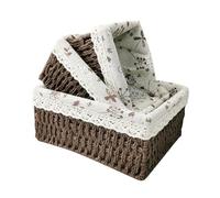 Jiuvaso 3 Pièces Panier de Rangement Boîte Décorative Panier Tressé Contenant Empilable Panière Corde Fait Main Papier Corde Parfait pour Salle de Bain, Noir