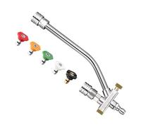 Jiuvaso Accessoire Mousseur Haute Pression Embout Double Fonction Connecteur Double sans Récipient Pièce Ergonomique en Acier Inoxydable Adapté pour Lavage, 2 en 1 avec 5 Buses