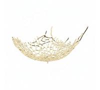 Jiuvaso Bol Industriel Panier Corbeille Centre de Table Fruitier Panier à Fruits Corbeille Décorative en Alliage de Zinc Plaqué Or Design Aéré en Valeur Décor, Grand Modèle, Motif Toile D Araignée