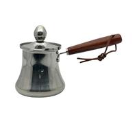Jiuvaso Cafetière Pot à Café Turc Acier Inoxydable avec Poignée en Bois Résistante Bec Verseur Précis Adapté à la Préparation de Sauces Fusion du Beurre, 250ml