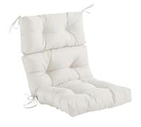 Jiuvaso Coussin de Chaise Dossier Haut Coussin D'Assise Extérieur pour Meubles Jardin Balcon Garnissage Respirant avec Liens Convient à Terrasse Salon Café, Blanc