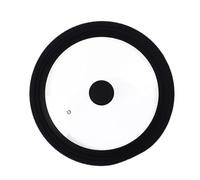 Jiuvaso Couvercle de Casserole Silicone Universel Couvercle pour Poêle et Accessoire Bord Silicone Anti Collision Verre Transparent avec Poignée Prati, noir 32cm