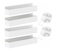 Jiuvaso Étagère Murale Acrylique Étagère Rangement Support Organisateur avec Rail Amovible et Entretien Aisé Convient pour Cuisine Salle de Bain Dortoir Camping-Car, Blanc, Lot De 4