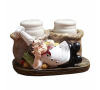 Jiuvaso Figurine Chef Résine Statue Porte-épices Support Sac Décoratif Créatif pour Table Comptoir Café Anniversaire Repas Familial, Chef Dormant