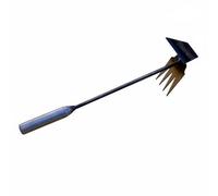Jiuvaso Fourche à Désherber Double Emploi Outil Manuel en Acier Résistant Désherbeur de Sol à Binette Double Tête Cultivateur Ergonomique pour Extraction, Tête De Houe 4 Dents