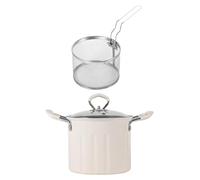 Jiuvaso Friteuse Profonde Casserole Acier Inoxydable avec Panier Passoire Multifonctionnelle Compatible Induction Adaptée Frites Poulet, blanc