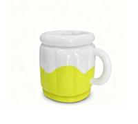 Jiuvaso Glacière Gonflable Boisson Seau Bac Rafraîchisseur PVC Réutilisable pour Canettes et Bouteilles avec Mise en Place, Seau À Glace en Forme De Chope De Bière - Jaune