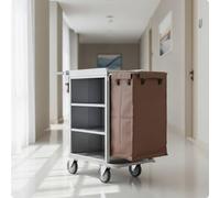 Jiuvaso Housse Chariot à Linge Sac Blanchisserie Ménage Collecte Linge en Toile et Tissu Oxford Robuste Fixation Ferme, Sac Double Face avec Boucle Métallique, 70 Cm De Hauteur