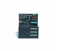 Jiuvaso Meuble Atelier Miniature Accessoire Garage Cabinet Outils Atelier Réaliste Résine Résistante pour Scènes Diorama Suitable for Exposition Décoration Intérieure, Noir, Nouveau