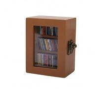 Jiuvaso Mini Bibliothèque Miniature Cabinet Déco Bois Métal Objet de Vitrine Face Transparente Attache Latérale Trois Étagères Superposées Convient à Cadeaux, Marron