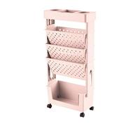 Jiuvaso Mobile Bibliothèque Chariot Support Rangement Livres Roulettes Organisateur Dossiers Stylos PP Fonctionnel Adapté Bureau École Chambre Enfant Salon Ma, ROSE