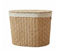 Jiuvaso Panier à Linge Tressé Panier de Rangement Corbeille à Vêtements Coffre à Lessive en Corde de Papier avec Couvercle le Contenu pour Pièce Rangée Adapté au Dressing Chambre Zone Buanderie