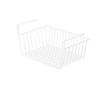 Jiuvaso Panier de Rangement Suspendu Métal Organiseur sous Étagère Installation Rapide Fonction Glissière Adapté pour Chambre Bureau Cuisine, Blanc